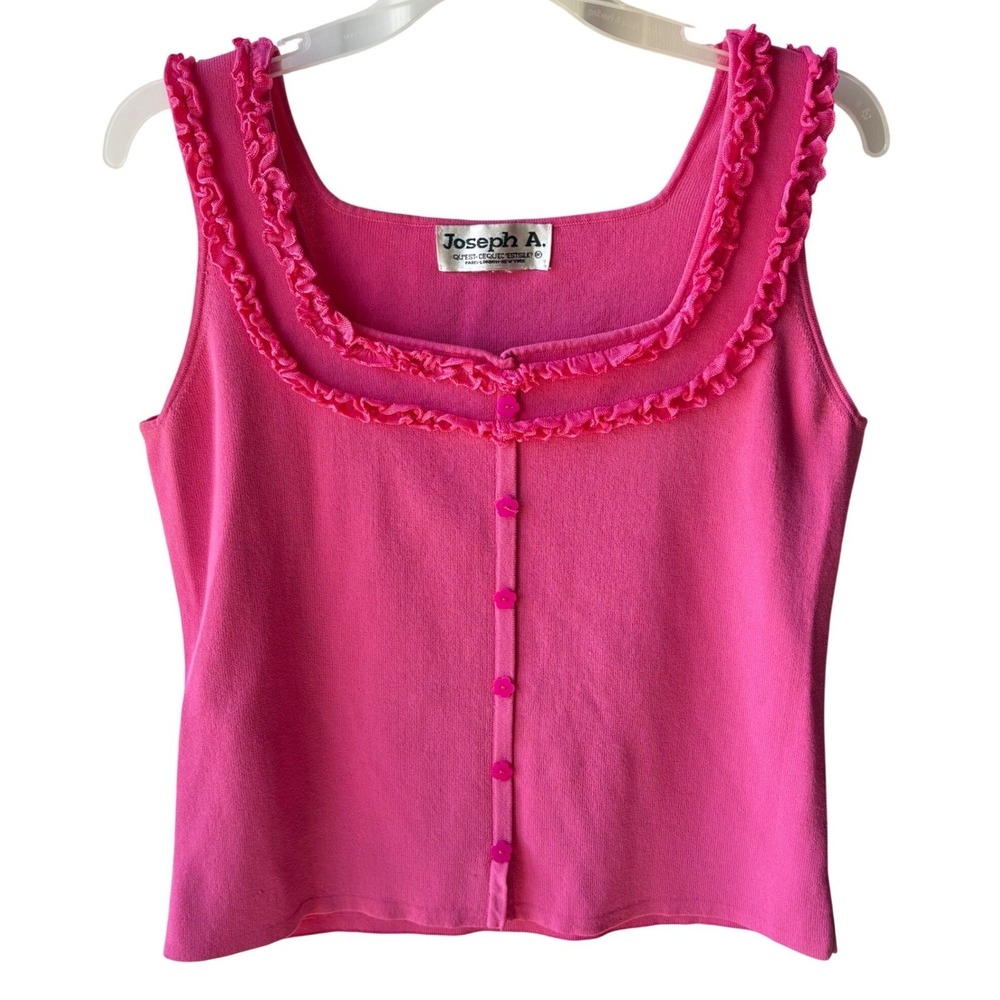 Vintage Joseph A. Romantic Knit Top Womens S Fuchsia Pink Soft Girl Silk Blend